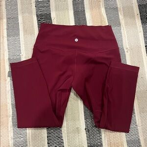 lululemon athletica align size 10 25 length burgundy Leggings